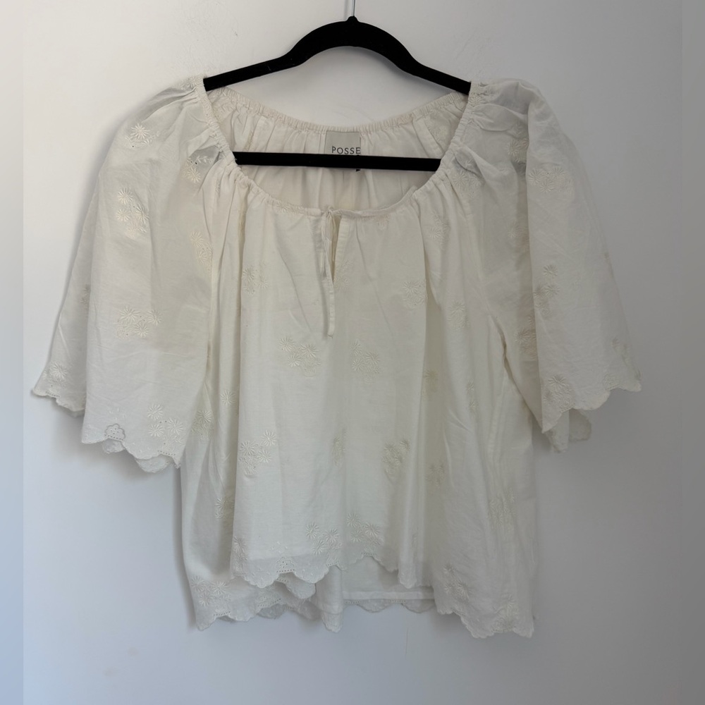 Posse Small Dahlia Embroidered Blouse in Vintage White - Picture 3 of 11
